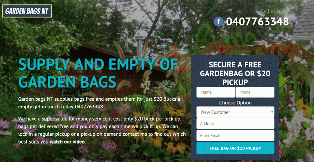 registered the domain (Garden bags NT)  website design